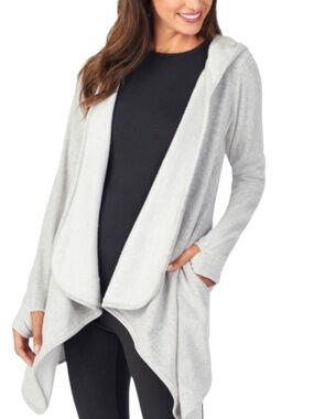 Cuddl Duds Women's Fleecewear Stretch Hooded Wrap - Grey Heather Size L/XL  NWOT
